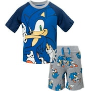 SEGA Sonic The Hedgehog Big Boys T-Shirt and French Terry Shorts Outfit Set Toddler to Big Kid